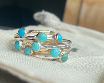 Turquoise Stacking Rings // Turquoise Rings // Sterling Silver Rings // Stacking Rings