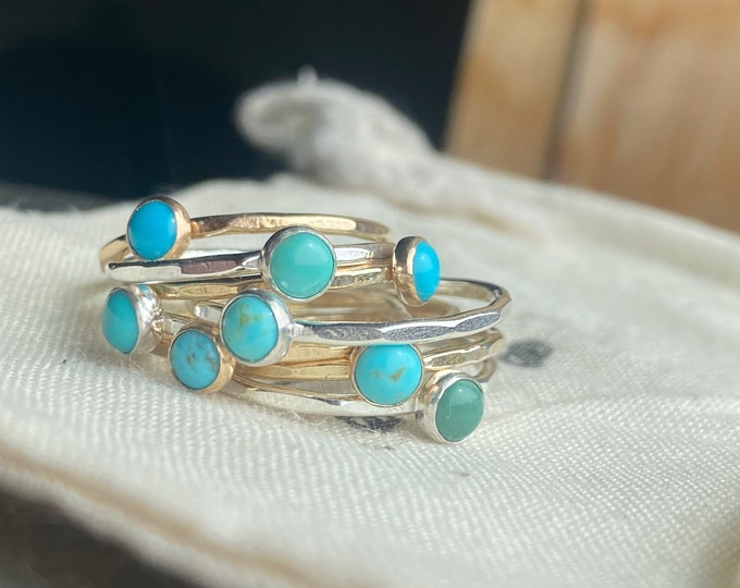 Turquoise Stacking Rings // Turquoise Rings // Sterling Silver Rings // Stacking Rings