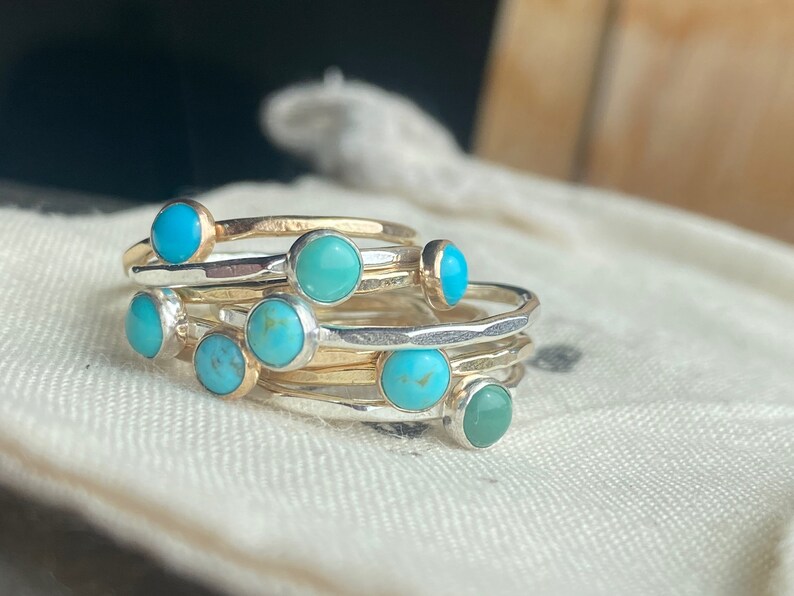 Turquoise Stacking Rings // Turquoise Rings // Sterling Silver Rings ...