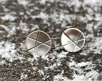 Sterling Silver Abstract Line Stud Earrings