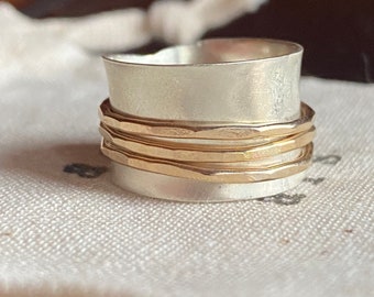 Spinner Rings SZ 7 // Meditation Rings // Sterling Silver Spinner Rings // Unisex Spinner Rings // Fidget Jewelry