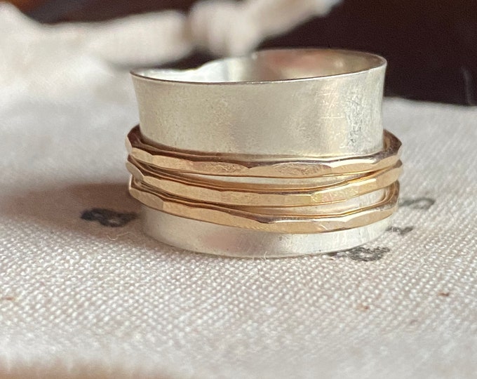 Spinner Rings SZ 7 // Meditation Rings // Sterling Silver Spinner Rings // Unisex Spinner Rings // Fidget Jewelry