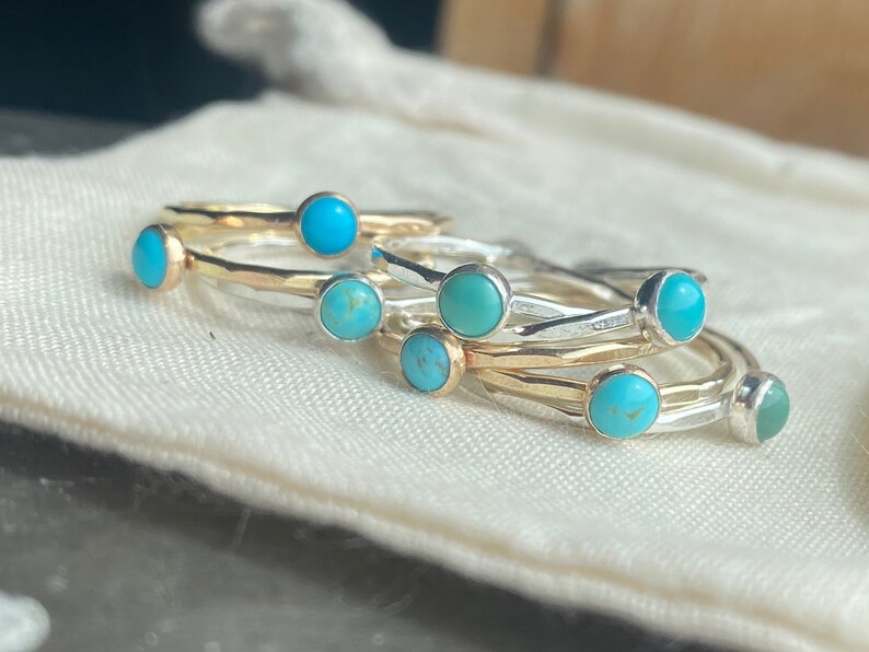 Turquoise Stacking Rings // Turquoise Rings // Sterling Silver Rings ...