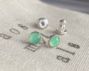 Chrysoprase Studs // Stud Earrings // Gold Studs // Green Stud Earrings // Gemstone Earrings
