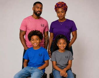 Black Ankh & Ma'at Embroidered T-Shirt Egyptian Symbol Shirt Youth and Adult