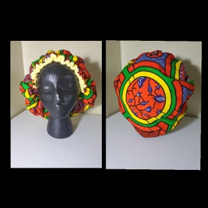 Adult African Fabric Towel Bonnet Adjustable and Durable for your shower, bath or beach image 2