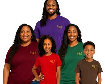 Gold Ankh Udja Wedja Seneb Embroidered T-Shirt Egyptian Symbol Shirt Youth and Adult