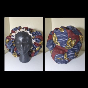 Adult African Fabric Towel Bonnet Adjustable and Durable for your shower, bath or beach image 3