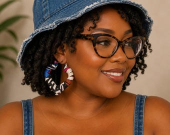 Ankara Fabric Hoop Earrings - African Print Earrings, Statement Jewelry
