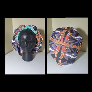 Adult African Fabric Towel Bonnet Adjustable and Durable for your shower, bath or beach image 5