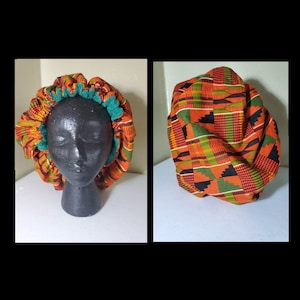 Adult African Fabric Towel Bonnet Adjustable and Durable for your shower, bath or beach image 1