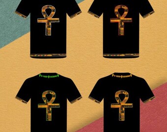 Black Khemetic African Pride Kente - Ankh Life Embroidery Egyptian Graphic Unisex Shirt MD2021