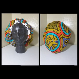 Adult African Fabric Towel Bonnet Adjustable and Durable for your shower, bath or beach image 10
