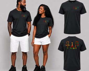 Ankh Udja Wedja Seneb Embroidered Black T-Shirt Egyptian Symbol_Adult