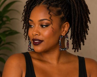 Ankara Fabric Hoop Earrings - African Print Earrings - Geometric Shapes
