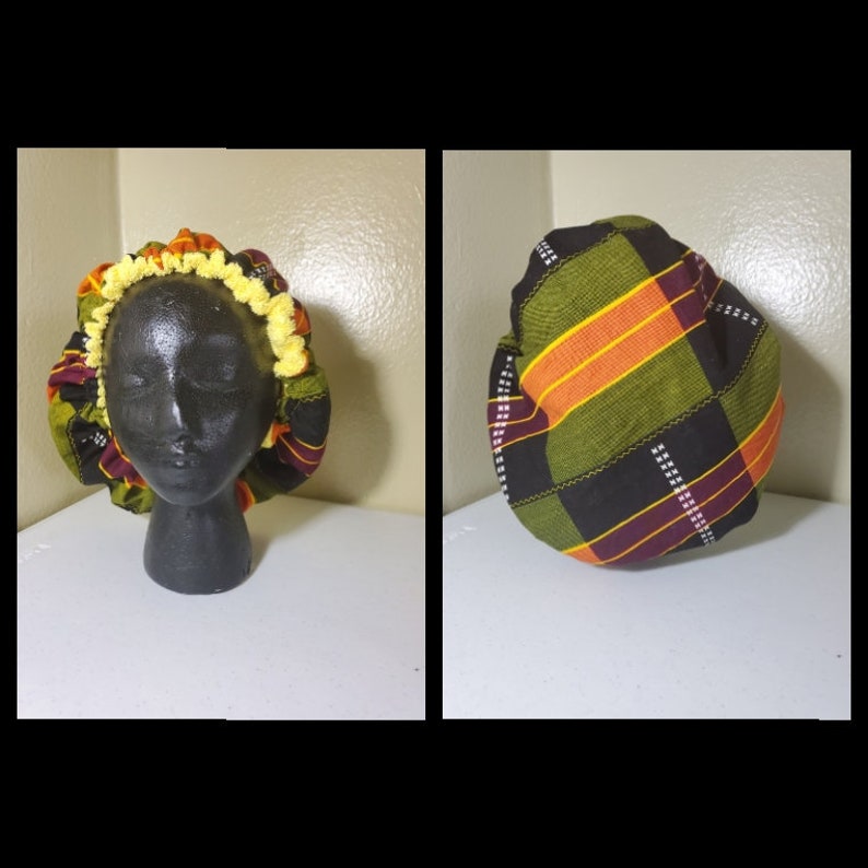 Adult African Fabric Towel Bonnet Adjustable and Durable for your shower, bath or beach image 9