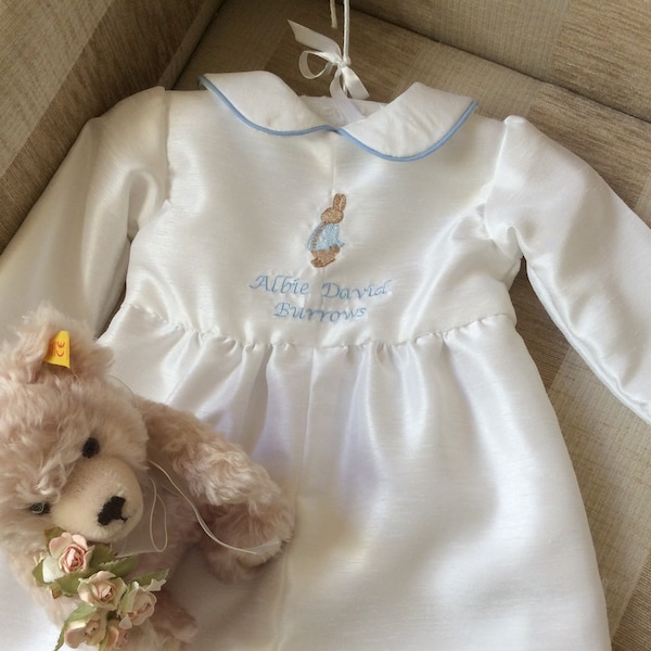 Peter Rabbit christening romper suit, Baby boys gown, Boy baptism suit, Christening dress, Taufkleid, Personalised baby clothes, Handmade UK