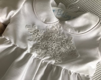 Christening Gown - White Ivory Romper Suit - Baby Boy Girl - Baptism outfit - Dedication - Wedding Romper Suit - Gown - Made in UK - Dress
