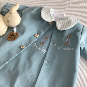 Peter Rabbit outfit, consisting a Peter Rabbit coat, dungarees and shirt, baby boy Christmas outfit in soft cotton cord, baby dungarees set