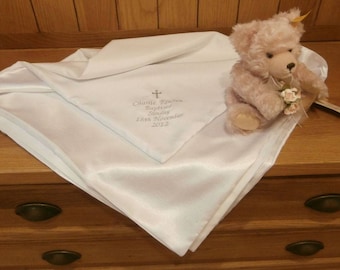 Christening Shawl - Personalised baby shawl - Baptism Blanket - Embroidered christening shawl - Heirloom Christening - Baby Baptism gift