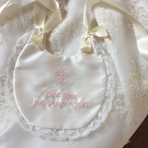 Christening Bib, Baptism bib, Personalised baby bib, Christening Gift, Lace bib, Girls bib, boys bib, Baby shower gift, First Blessings UK