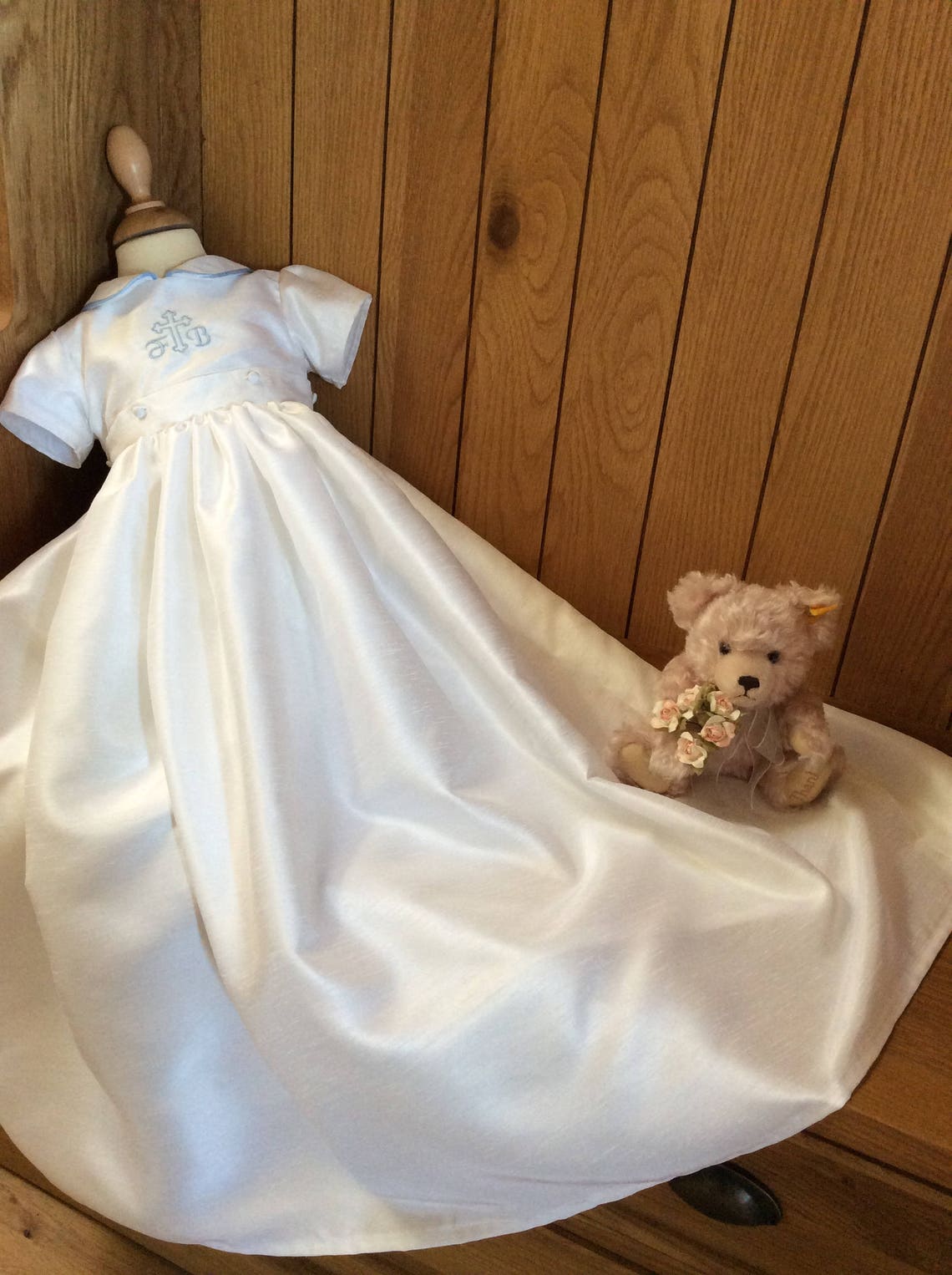 Christening gown with detachable skirt Baptism gown Etsy