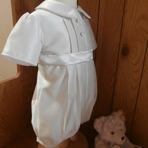 Baby boys christening Baptism Wedding Outfit Suit Romper suit Christening gown dedication Handmade to order Ivory White image 4