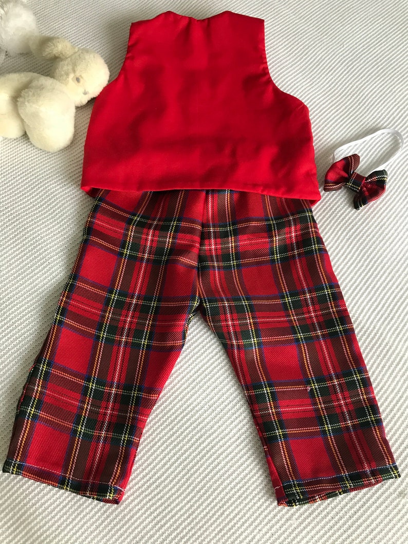 Baby Boy Outfit First Birthday Clothes Baby Red Tartan Etsy