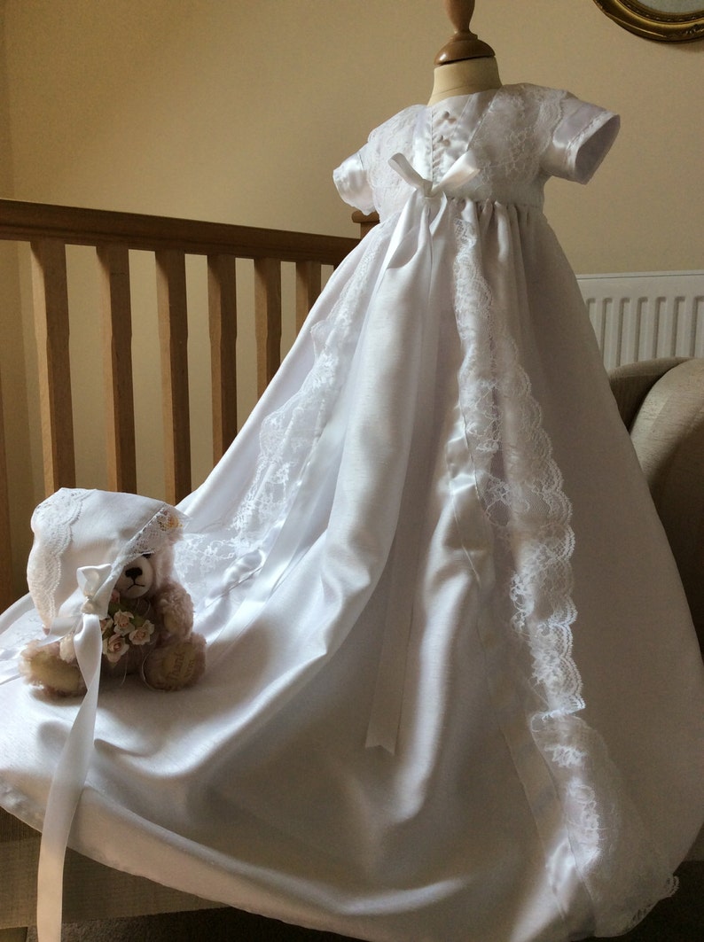 Christening Gown With Lace and in White or Ivory Faux Etsy