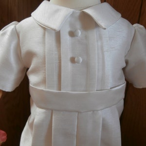 Baby boys christening Baptism Wedding Outfit Suit Romper suit Christening gown dedication Handmade to order Ivory White image 2