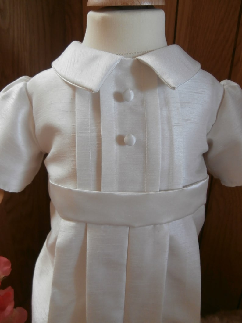 Baby boys christening Baptism Wedding Outfit Suit Romper suit Christening gown dedication Handmade to order Ivory White image 2