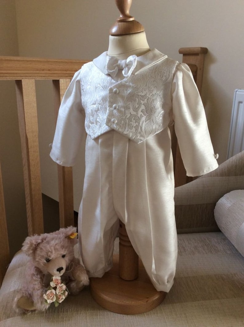 Boys Christening Gown With Detachable Skirt Hat Boy Baptism Etsy