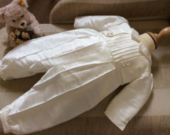 Baby Boys faux Silk Christening Baptism - Wedding Outfit - Romper Suit - Gown - Pageboy - Taufkleid - Bapteme - Battesimo - Heirloom Baby