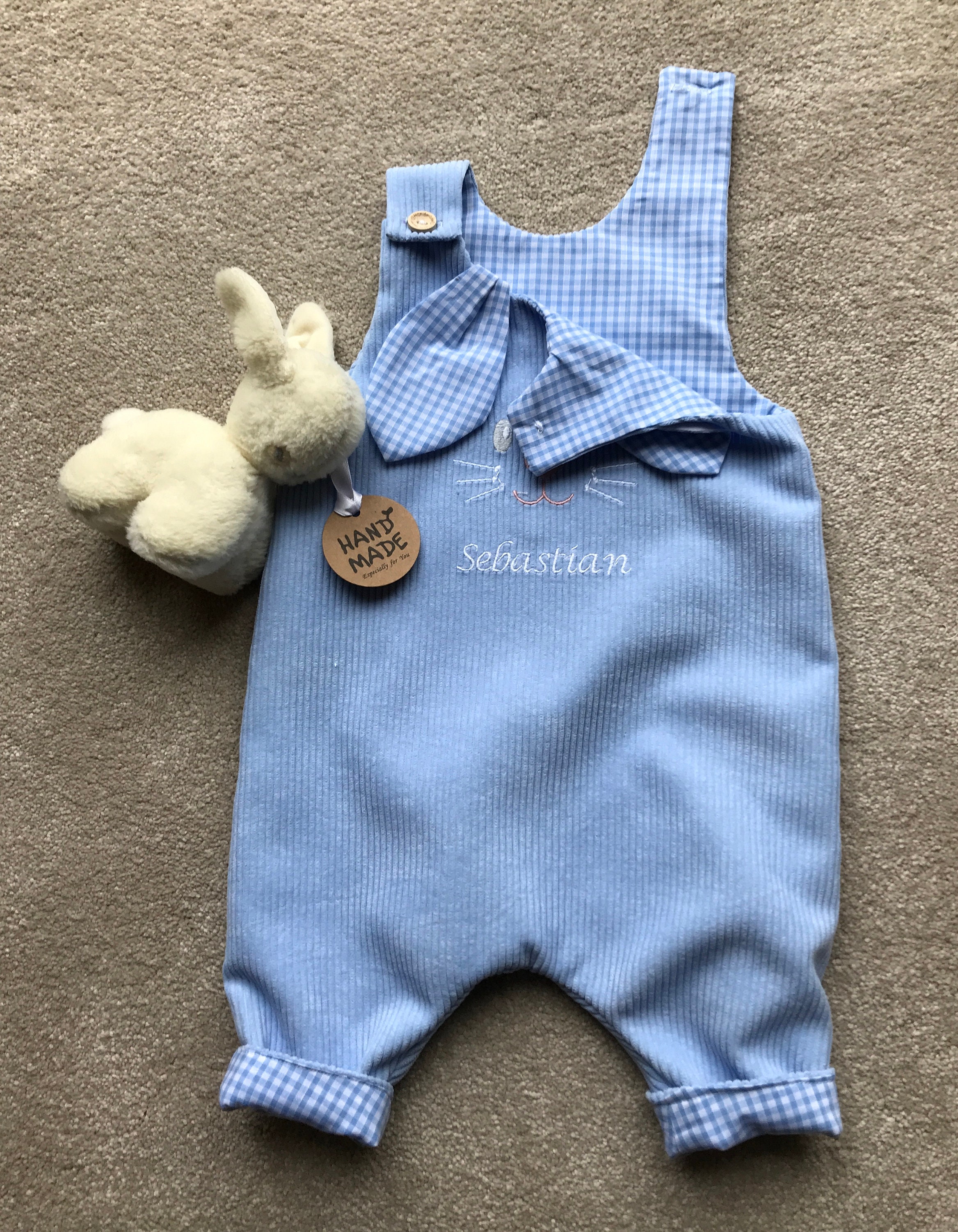 Personalised Romper Baby Boys Rabbit dungarees Baby Easter Etsy