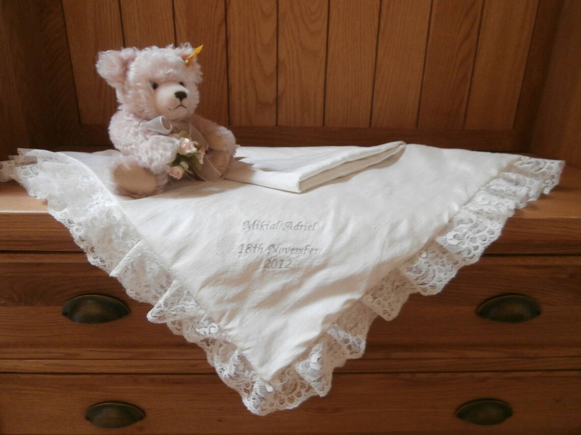 Lace Christening Shawl Personalised Baby Shawl Baptism Etsy