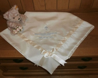 Christening Shawl, Personalised christening shawl, Baptism shawl, Heirloom Christening, Embroidered baby blanket, Handmade in UK