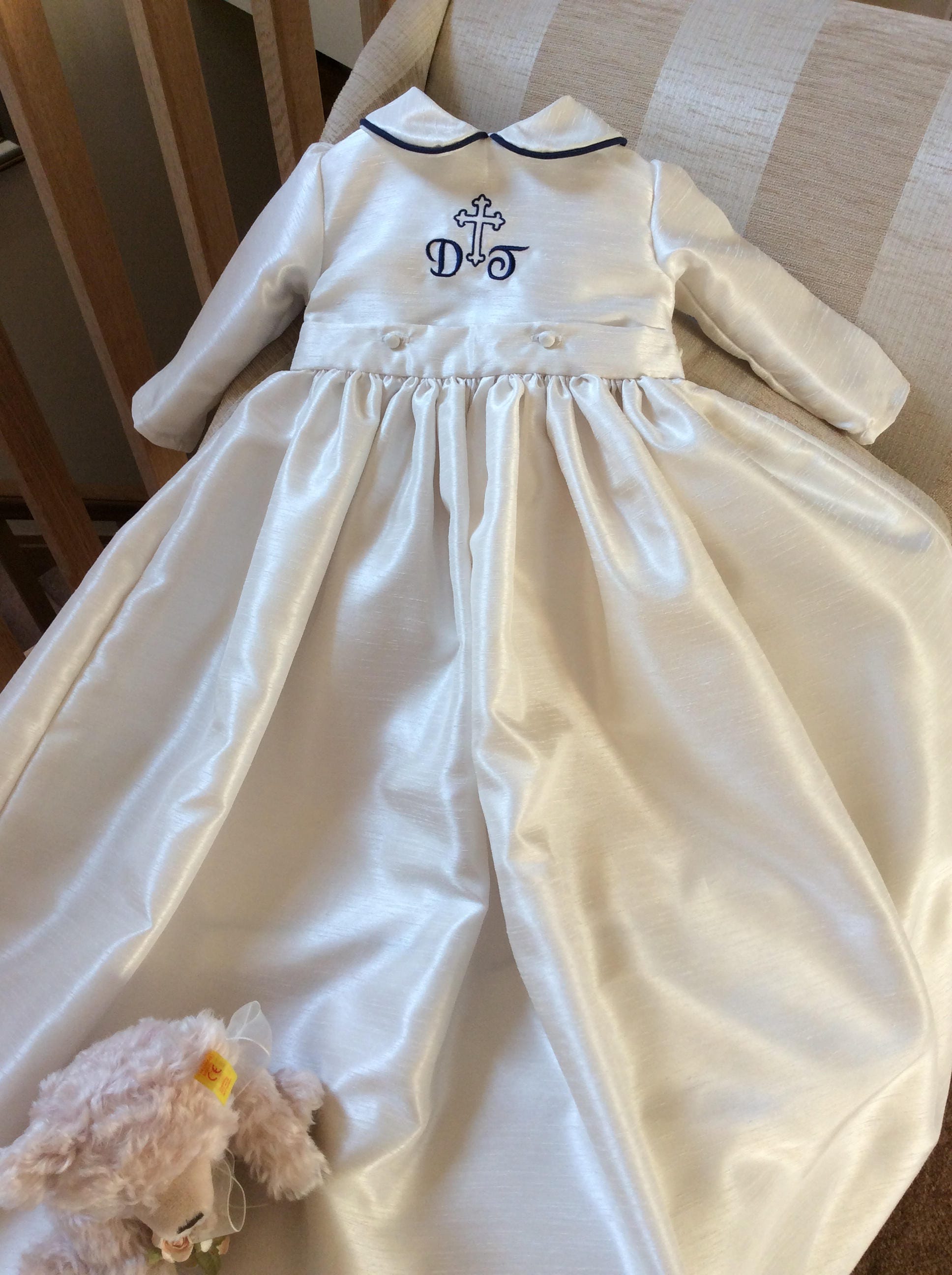 Christening gown with detachable skirt Baptism gown Etsy