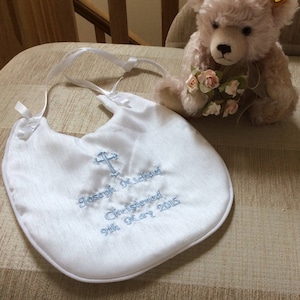 Personalised Christening Bib, Baptism bib, Embroidered bib, bib with name, baby bib, Christening Gift, Wedding Bib, Handmade in UK
