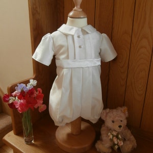 Baby boys christening Baptism Wedding Outfit Suit Romper suit Christening gown dedication Handmade to order Ivory White image 1