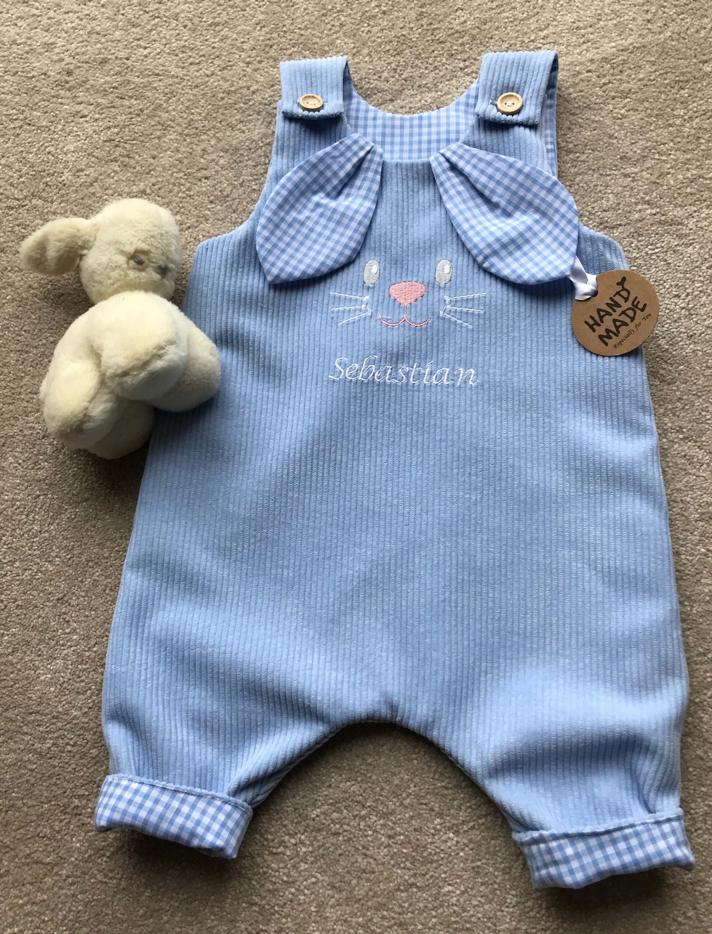 Personalised Romper Baby Boys Rabbit dungarees Baby Easter Etsy