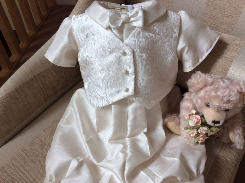 Boys Christening Gown With Detachable Skirt Hat Boy Baptism Etsy