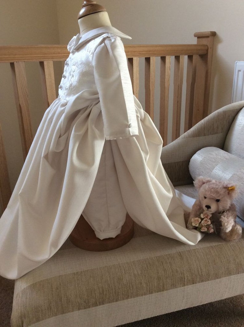 Boys Christening Gown With Detachable Skirt Hat Boy Baptism Etsy