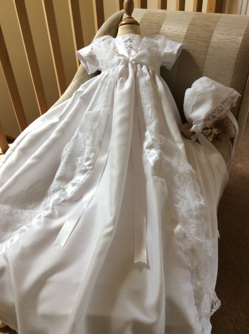 Christening Gown With Lace and in White or Ivory Faux Etsy