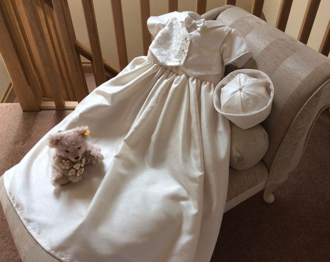 Christening Baptism Boys Baby Gown Robe Dress With Matching Etsy