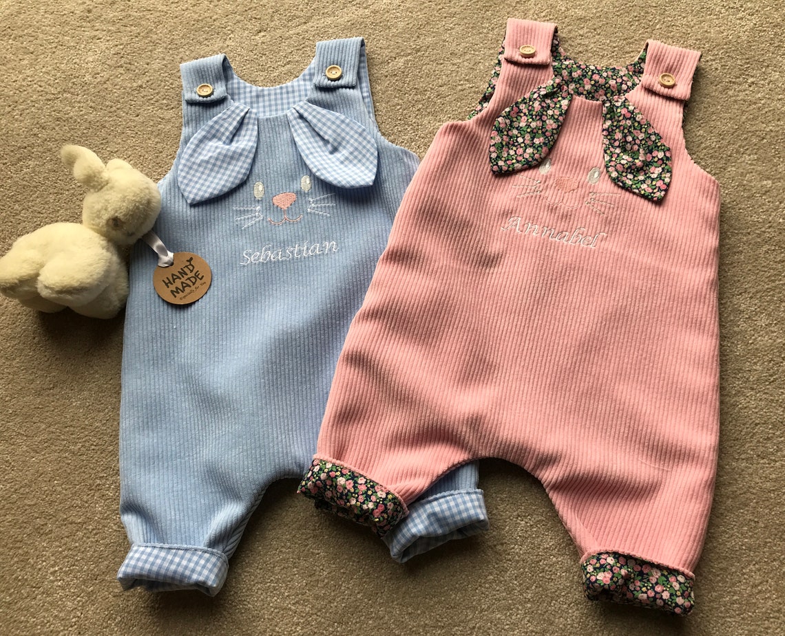 Personalised Romper Baby Boys Rabbit dungarees Baby Easter Etsy