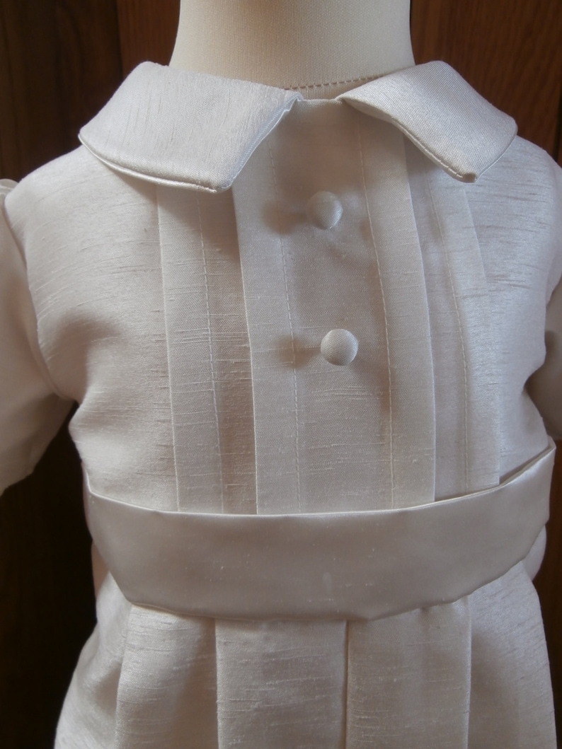 Baby boys christening Baptism Wedding Outfit Suit Romper suit Christening gown dedication Handmade to order Ivory White image 5