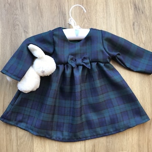 Baby Tartan dress - Baby girls first Christmas outfit - Baby party dress - Special occasion baby clothes - Black watch tartan dress