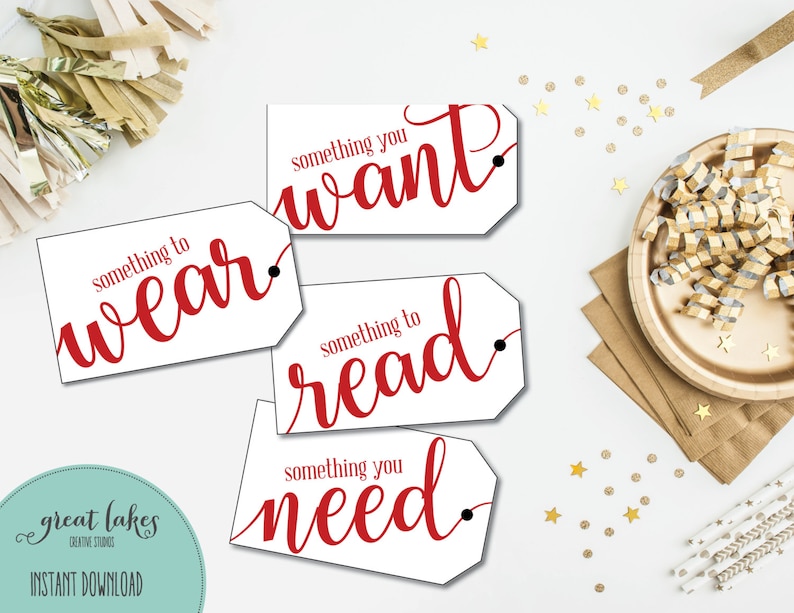 Christmas Gift Tags Something You Want Something You Need - Etsy