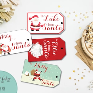 Étiquettes de cadeau de père Noël, étiquettes de cadeau de Noël, étiquettes imprimables de cadeau de vacances, autocollants de cadeau de vacances, étiquettes imprimables {EDITABLE + INSTANT DOWNLOAD}