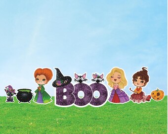 Sister Witches Halloween (7 Pieces) Yard Cards Party Prop Cutouts Decor